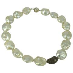 Sterling Silver Diamond Pearl Necklace 1