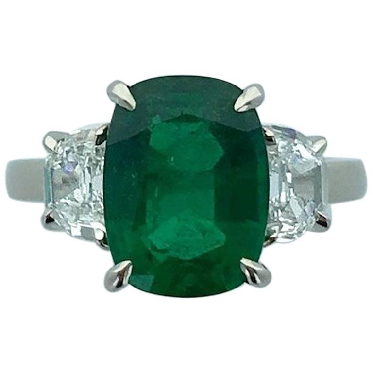 Antique English Five-Stone Emerald Gold Ring at 1stdibs