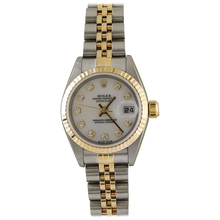 Rolex Ladies Yellow Gold Stainless Steel Datejust Automatic Wristwatch