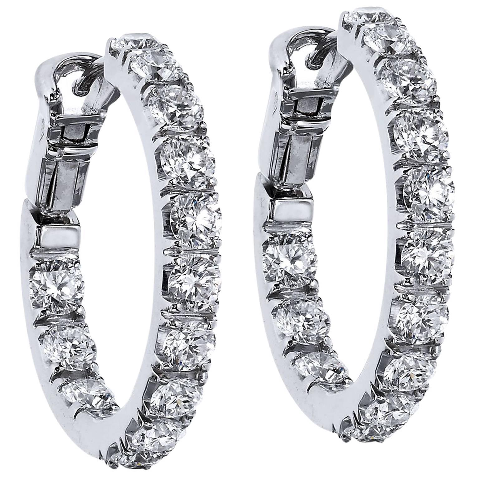 3.15 Carat Diamond white gold Inside-Out Hoop Earrings