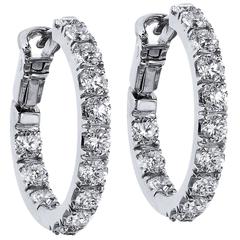 3.15 Carat Diamond white gold Inside-Out Hoop Earrings 4