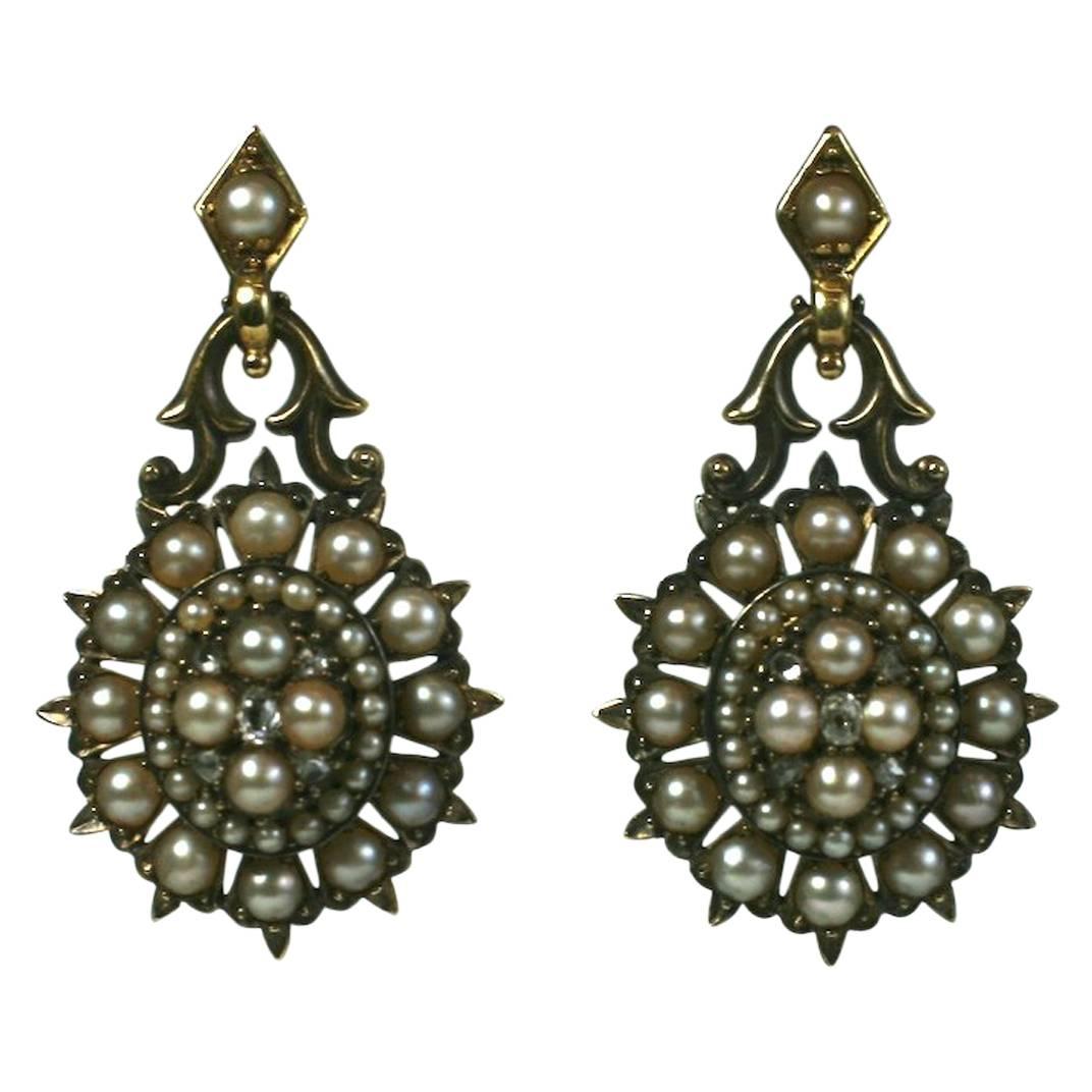 Elegant Victorian Seed Pearl Earrings For Sale