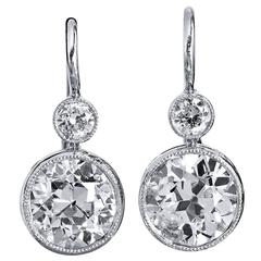 H & H 2.90 Carat Old European Cut Diamond white gold platinum Earrings 11