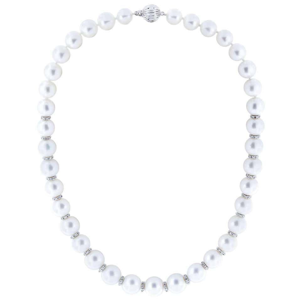 South Sea Pearl Diamond Rondelle Necklace at 1stDibs | diamond rondelles