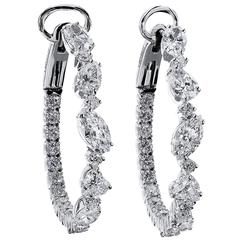 Multiple Shaped 3.56 Carat Diamond Inside-Out Hoop Earrings