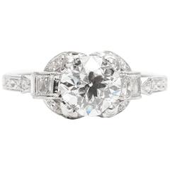 Exquisite Art Deco Diamond Platinum Engagement Ring 