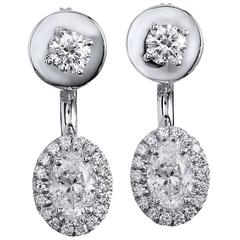 Oval 1.39 Carat Diamond Double-Sided Stud Earrings