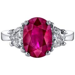 4.64 Carat Pigeon Blood Burmese Ruby Diamond Gold Ring 10