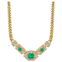 Emerald Diamond Gold Necklace