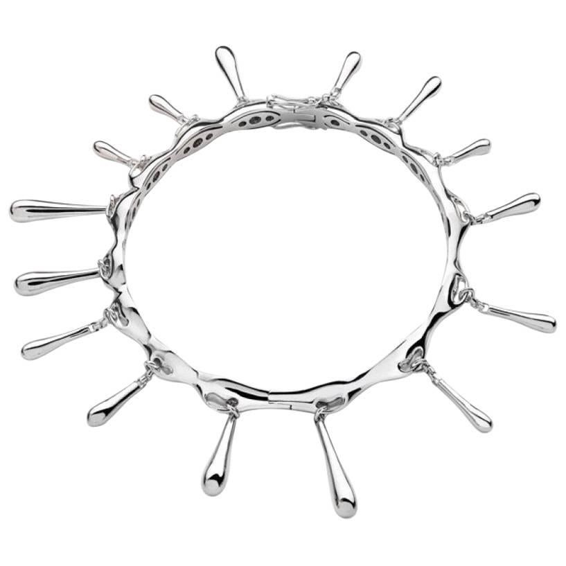 Lucy Quartermaine Sterling Silver Short Drip Bangle For Sale