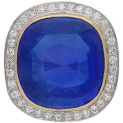 Used Natural Unenhanced Ceylon Sapphire and Diamond Coronet Cluster Ring, circa 1935