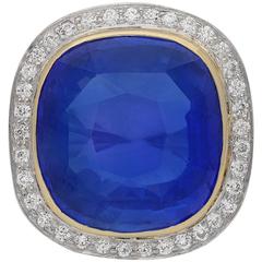 Natural Unenhanced Ceylon Sapphire and Diamond Coronet Cluster Ring, circa 1935 3