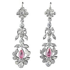 Antique Victorian Paste Long Earrings, circa 1900