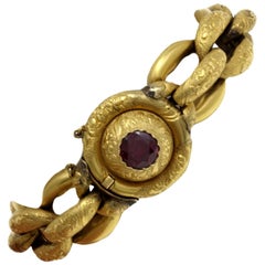 18 kt Gold Garnet Chain Bracelet
