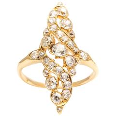 Exquisite Edwardian Lozenge Form Diamond gold Cocktail Ring