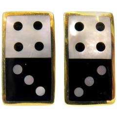 Tiffany & Co. Double Dice Mother-of-Pearl Onyx Gold Earrings