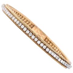 Hammerman Brothers Diamond Platinum Yellow Gold Line Bracelet 8
