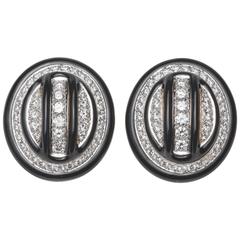 David Webb Enamel Diamond Gold Platinum Earrings 12
