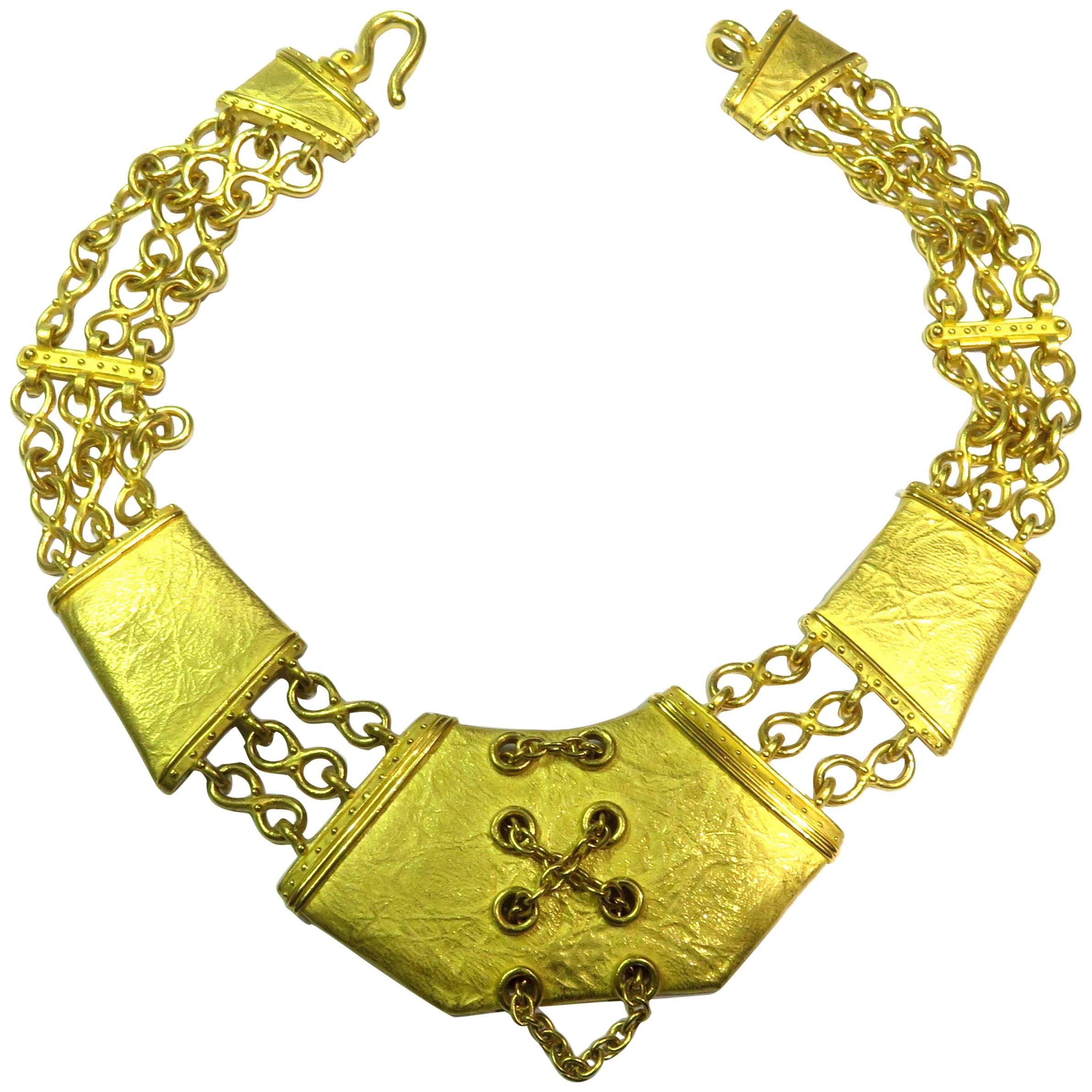 Extraordinary Denise Roberge Edgy Gold Corset Necklace