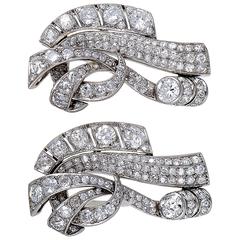 Full Diamond Pave Platinum Brooch Set