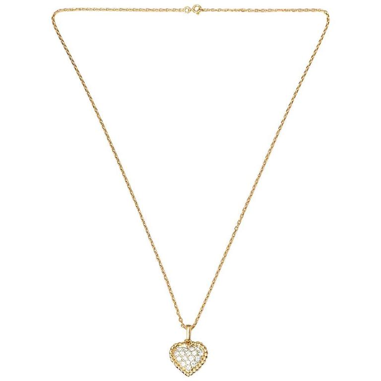 Van Cleef and Arpels Diamond Gold Heart Necklace at 1stDibs van cleef heart necklace, van
