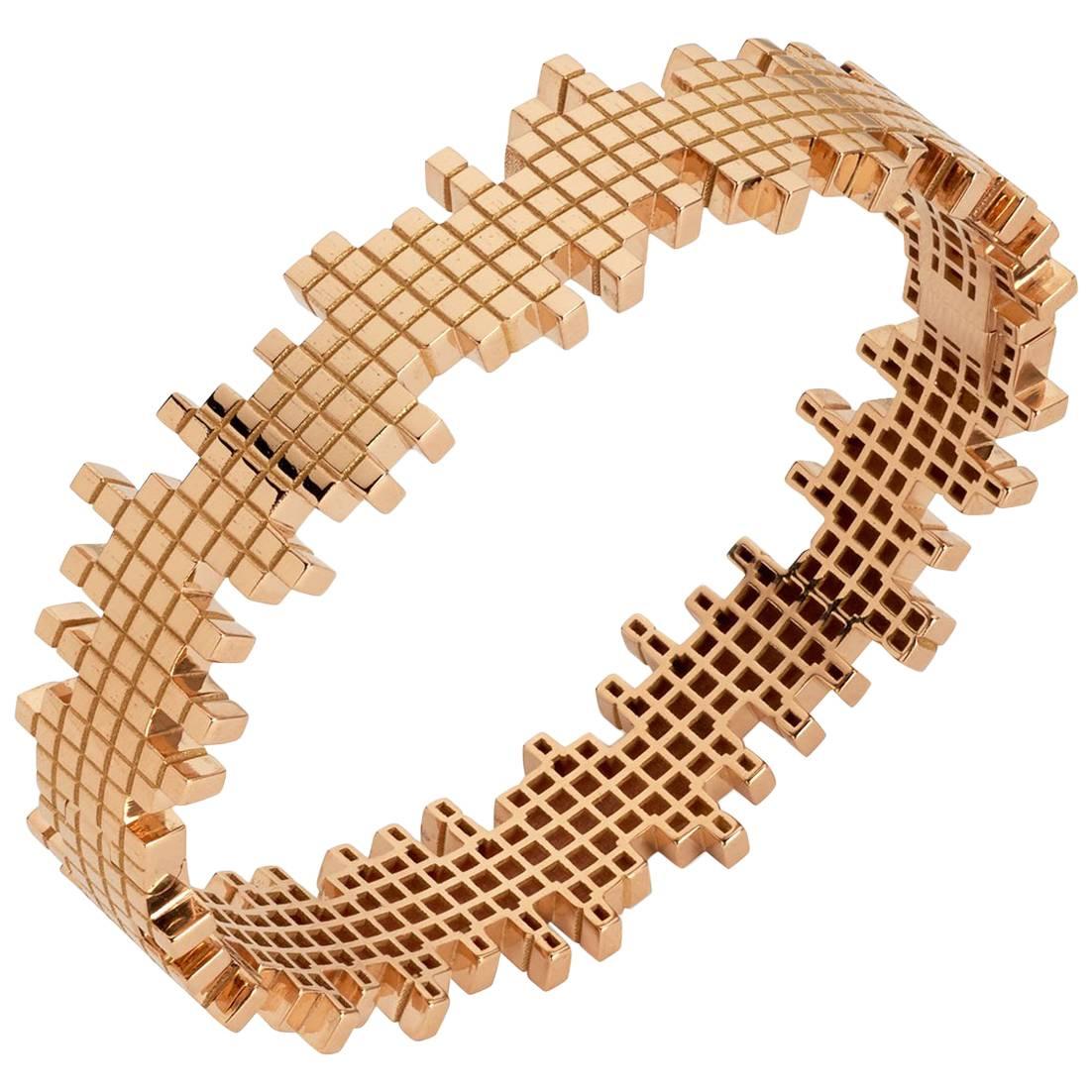 Francesca Grima Rose Gold Pixel Bangle Bracelet For Sale