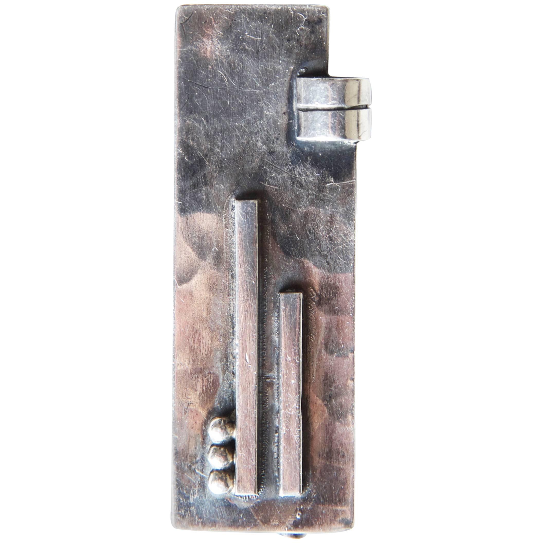 1932 Rare Jean Despres Hammered Silver Brooch