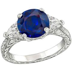 2.50 Carat Sapphire Diamond Platinum Engagement Ring