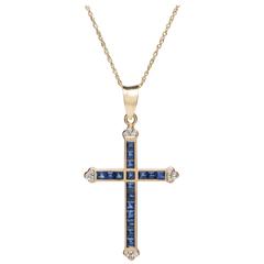 Sapphire Diamond Gold Cross 8