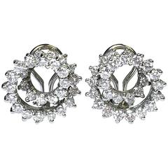 2.25 Carat Diamond White Gold Swirl Earrings