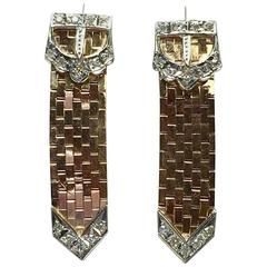 Diamond Rose Gold Brick Work Buckle Earrings 12