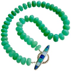 Faceted Chrysoprase Inlay Opal Toggle Choker Necklace