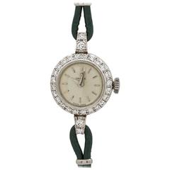 Vintage Omega Ladies Platinum Diamonds Dress Manual Wind Wristwatch, circa 1954