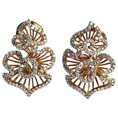 Swirling Diamond Rose Gold Ribbon Earrings 8