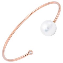 South Sea Pearl and Diamond Rose Gold Bangle Bracelet 9