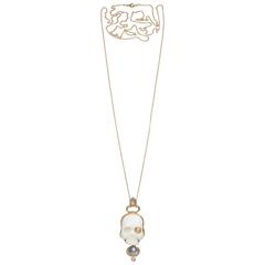 Bergsoe Coral Skull Sapphire Diamond Gold Necklace 9