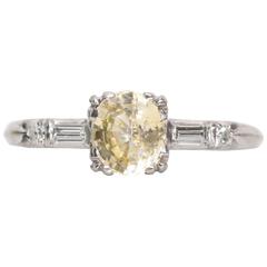 1920s Natural Yellow Sapphire and Diamond Accent Engagement Ring 9