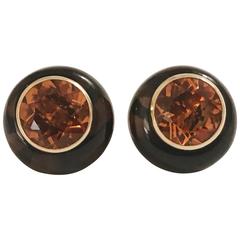 Belperron Earring and Ring Set with Citrine Center and Smoky Topaz 11