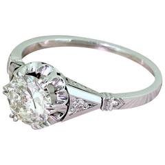Art Deco 0.90 Carat Old Cut Diamond Engagement Ring