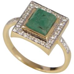 Jade Jagger Emerald and Diamond Yellow Gold Ring 