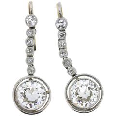 Edwardian 3.40 Carat Old Cut Diamond Drop Earrings, circa 1910s 12