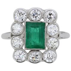 Art Deco Emerald and Diamond Cluster Ring, circa 1920s 12