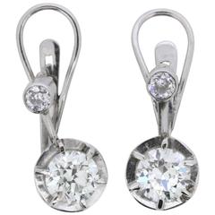 Edwardian 1.30 Carat Old Cut Diamond Earrings, circa 1905