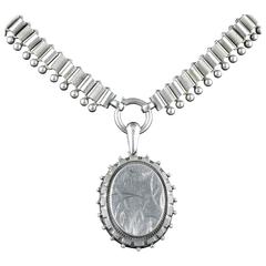 Antique Edwardian Silver Locket and Collar Dated 1905