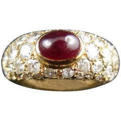 Retro Diamonds and Ruby Modern Ring
