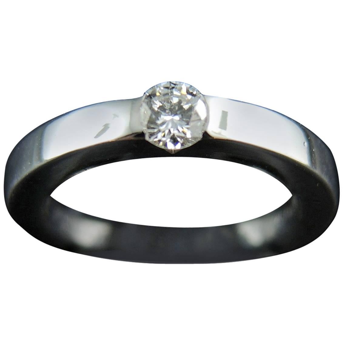 Cartier Solitaire Engagement Diamond Ring 0.21 Carat White Gold
