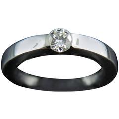 Cartier Solitaire Engagement Diamond Ring 0.21 Carat White Gold