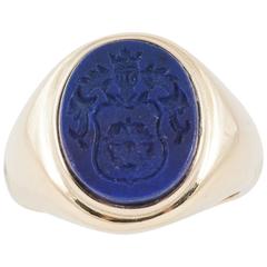 Lapis Lazuli Intaglio Signet Ring 12