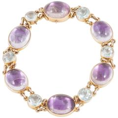 Antique Amethyst Aquamarine Gold Bracelet