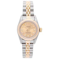 Rolex Ladies Yellow Gold Stainless Steel Oyster Perpetual Wristwatch Ref 67193
